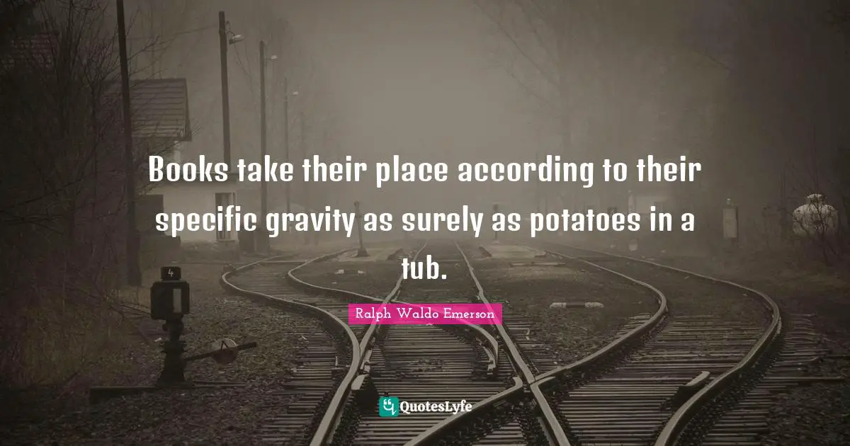 Books take their place according to their specific gravity as surely as potatoes in a tub.