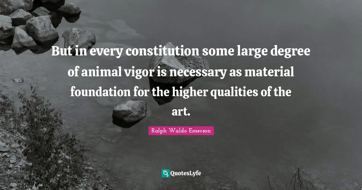 But in every constitution some large degree of animal vigor is necessary as material foundation for the higher qualities of the art.