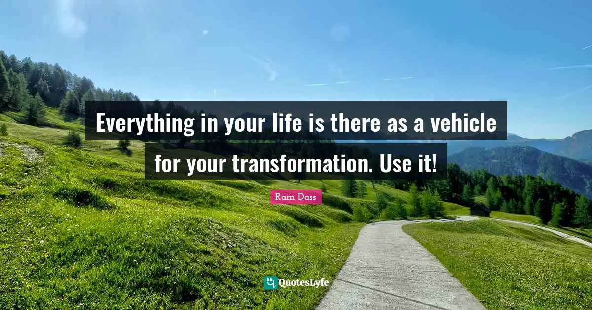 Spiritual Life Quotes: "Everything in your life is there as a vehicle for your transformation. Use it!"