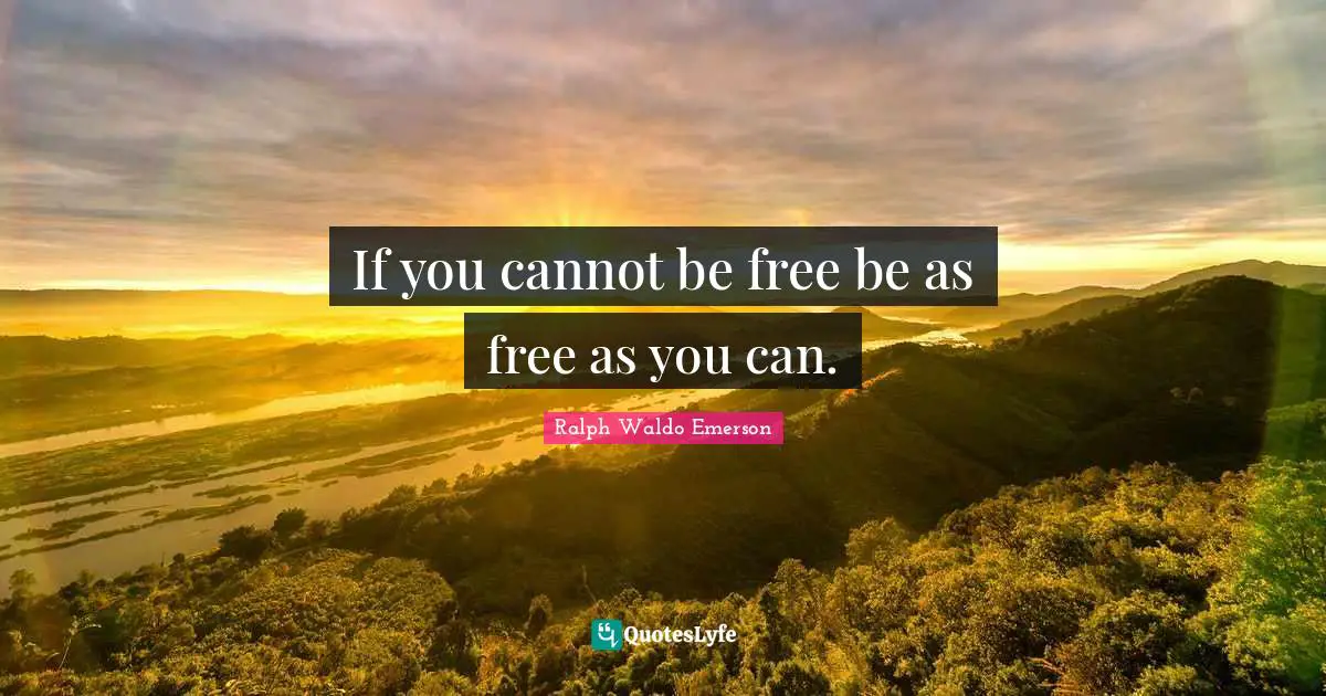 If you cannot be free be as free as you can.
