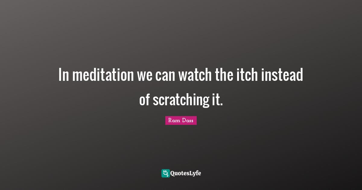 In meditation we can watch the itch instead of scratching it.