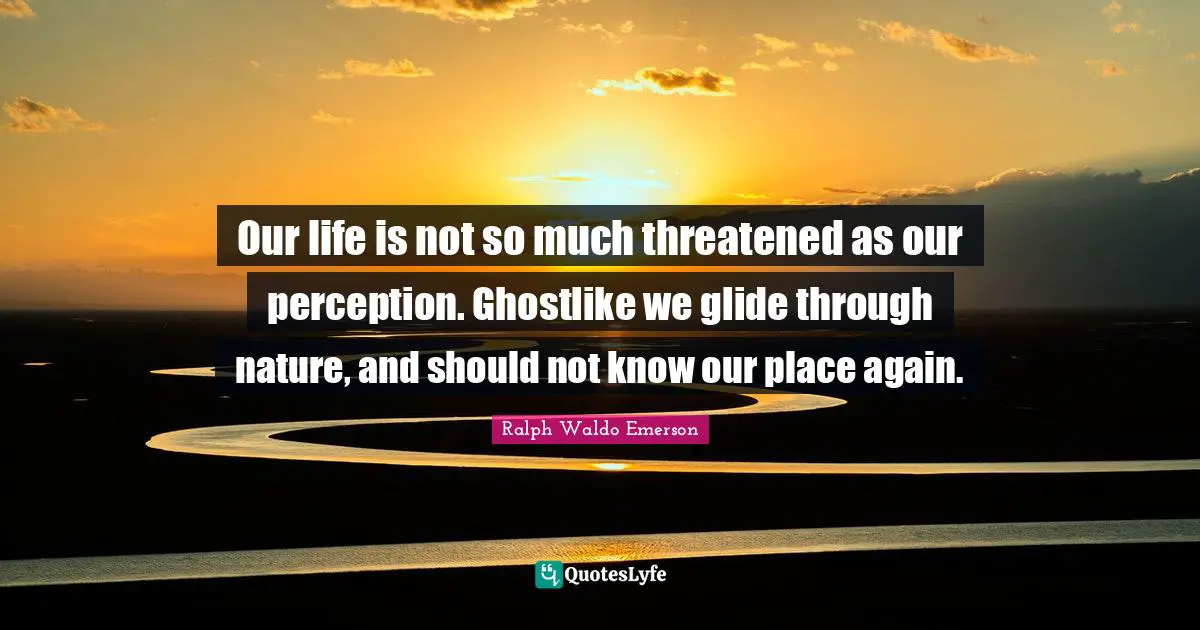 Our life is not so much threatened as our perception. Ghostlike we glide through nature, and should not know our place again.