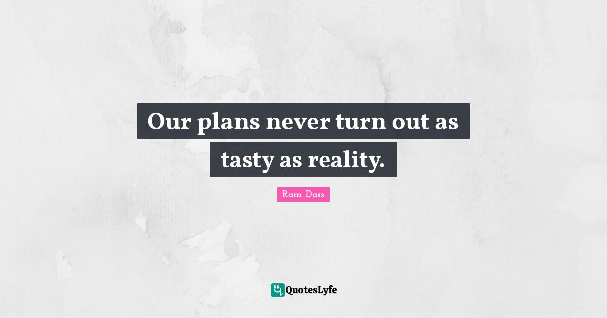 Our plans never turn out as tasty as reality.