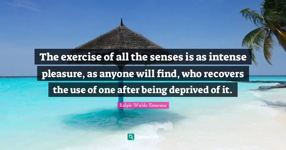 The exercise of all the senses is as intense pleasure, as anyone will find, who recovers the use of one after being deprived of it.