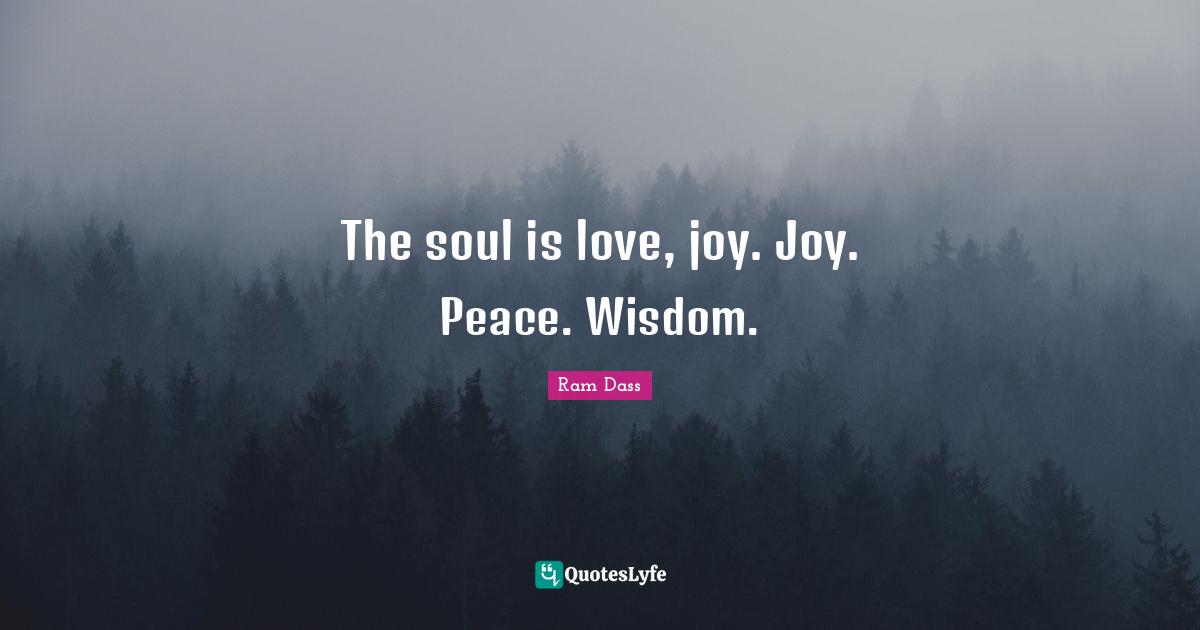 The soul is love, joy. Joy. Peace. Wisdom.