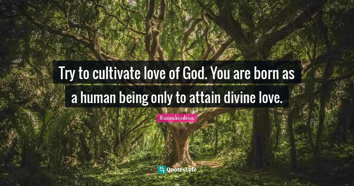 Try to cultivate love of God. You are born as a human being only to attain divine love.