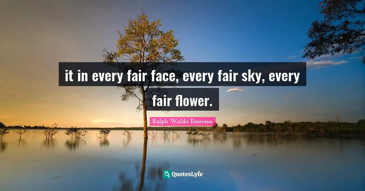 it in every fair face, every fair sky, every fair flower.