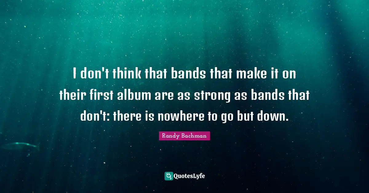 I don't think that bands that make it on their first album are as strong as bands that don't: there is nowhere to go but down.