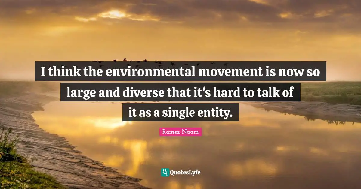 I think the environmental movement is now so large and diverse that it's hard to talk of it as a single entity.