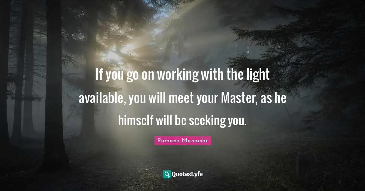 Available Quotes: "If you go on working with the light available, you will meet your Master, as he himself will be seeking you."