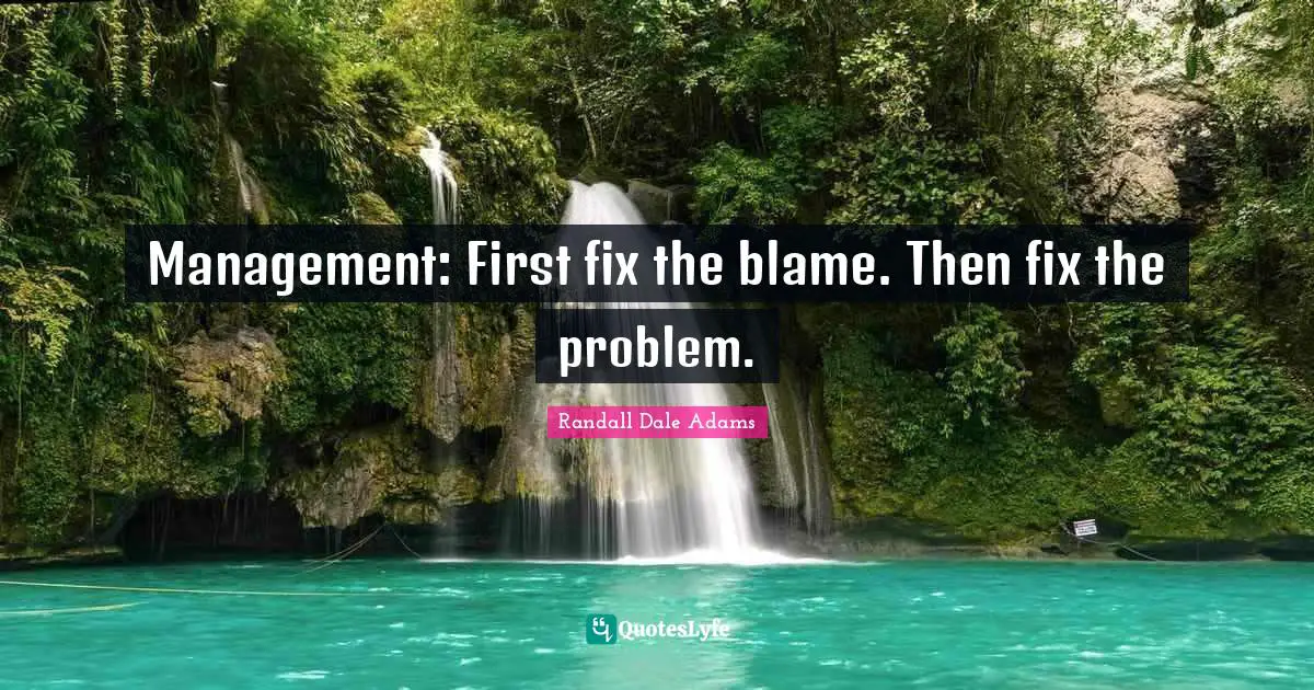 Management: First fix the blame. Then fix the problem.