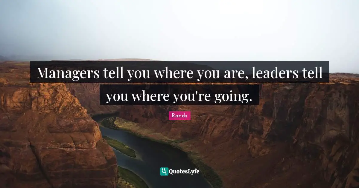 Managers tell you where you are, leaders tell you where you're going.