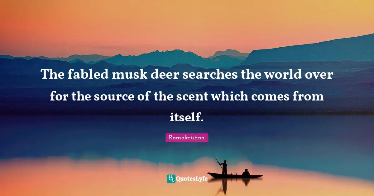 Scent Quotes: "The fabled musk deer searches the world over for the source of the scent which comes from itself."