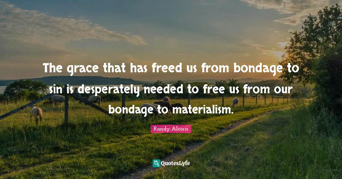 The grace that has freed us from bondage to sin is desperately needed to free us from our bondage to materialism.