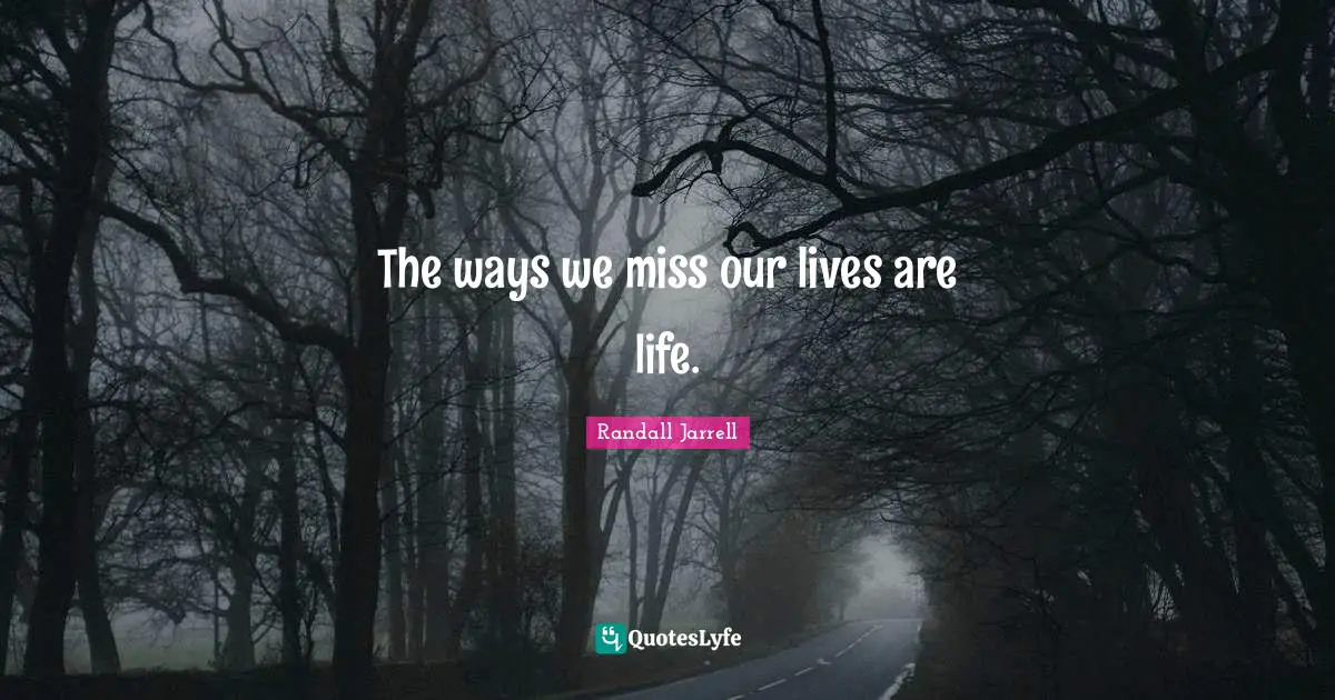 The ways we miss our lives are life.