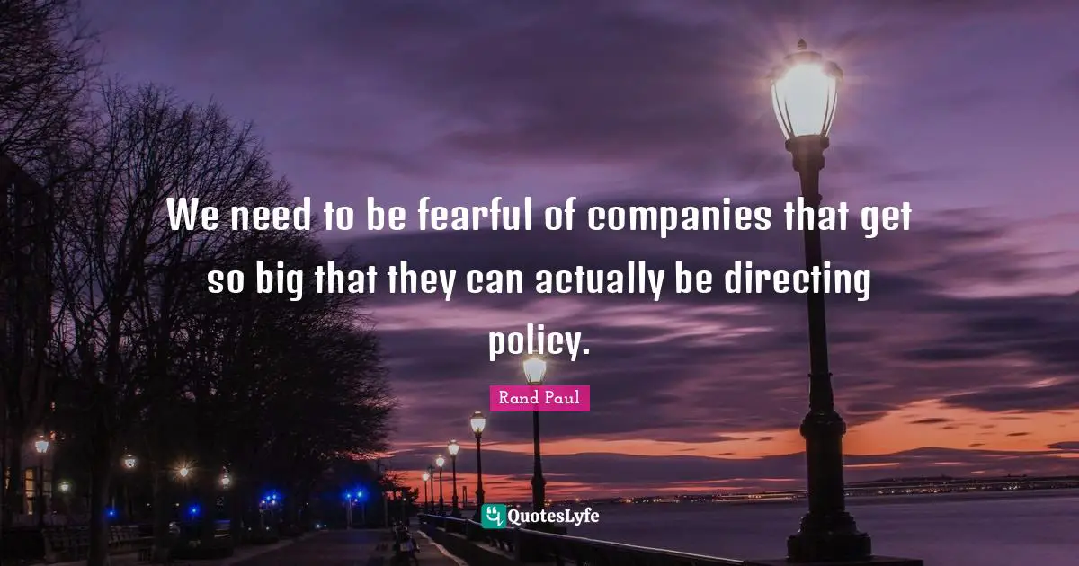 We need to be fearful of companies that get so big that they can actually be directing policy.