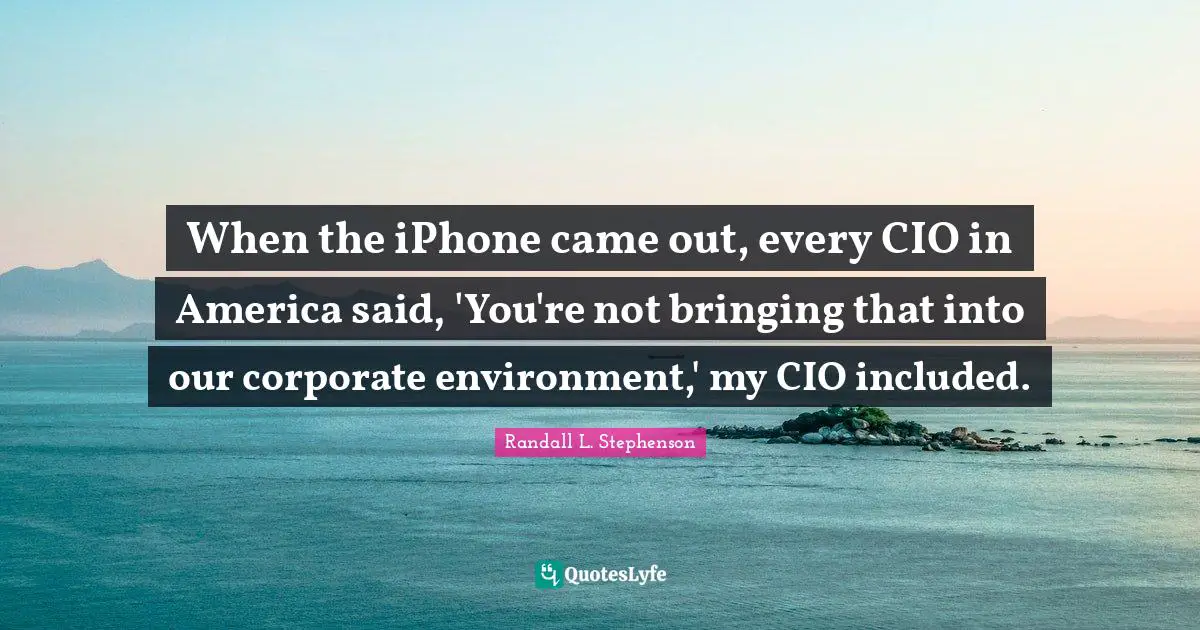 When the iPhone came out, every CIO in America said, 'You're not bringing that into our corporate environment,' my CIO included.