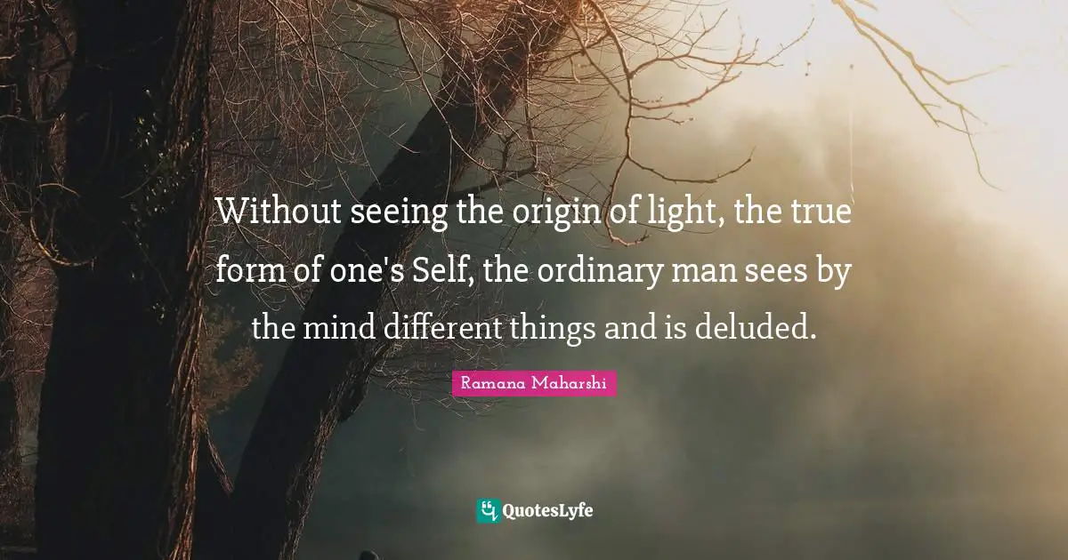 Deluded Quotes: "Without seeing the origin of light, the true form of one's Self, the ordinary man sees by the mind different things and is deluded."
