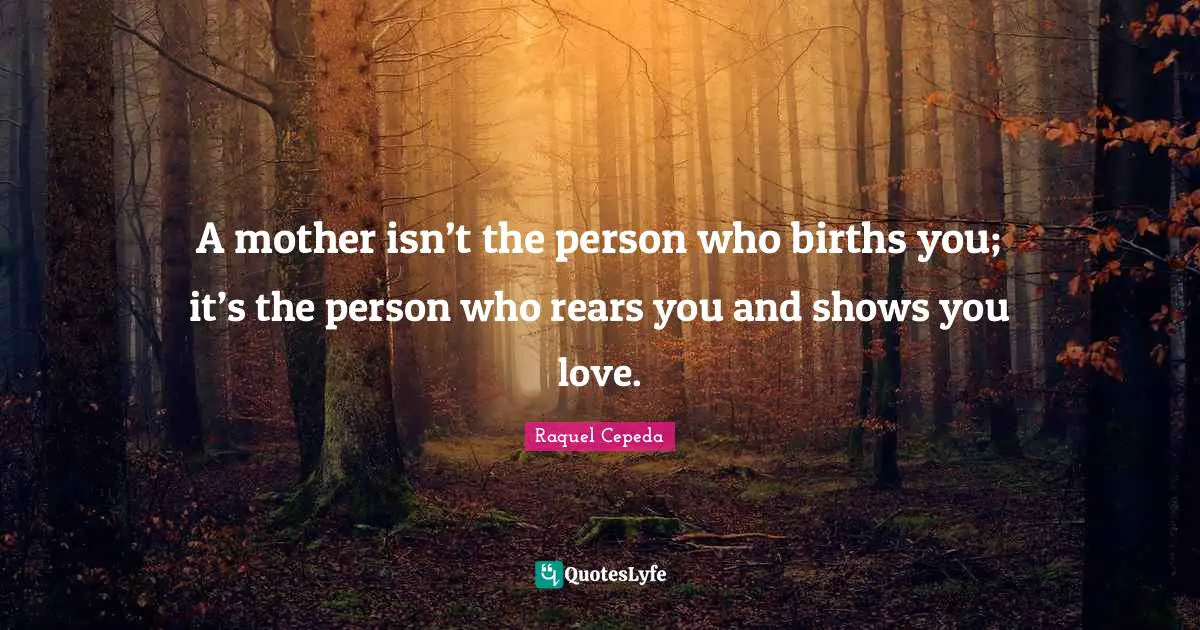A mother isn’t the person who births you; it’s the person who rears you and shows you love.