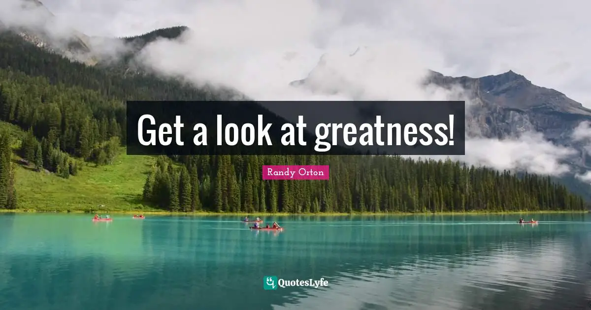 Randy Orton Quotes: "Get a look at greatness!"
