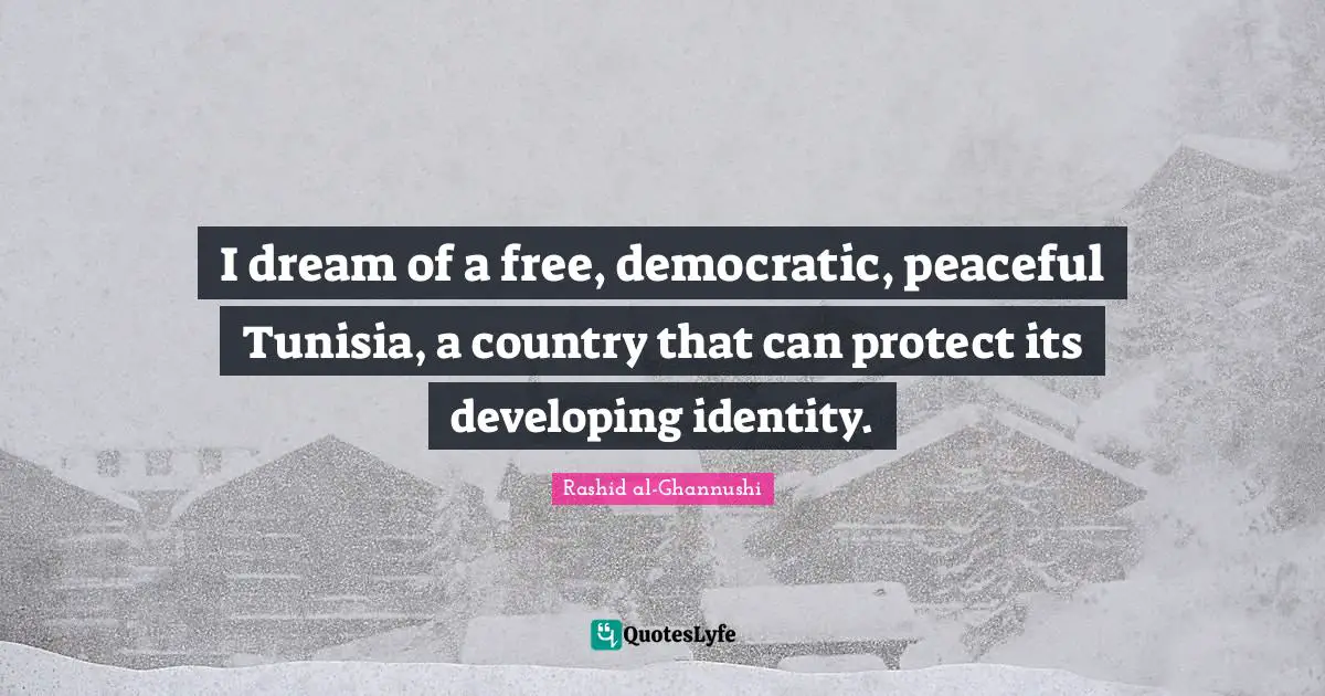 I dream of a free, democratic, peaceful Tunisia, a country that can protect its developing identity.