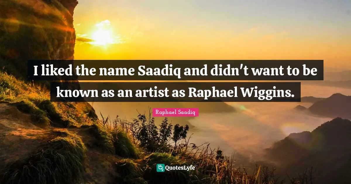 Raphael Saadiq Quotes: "I liked the name Saadiq and didn't want to be known as an artist as Raphael Wiggins."