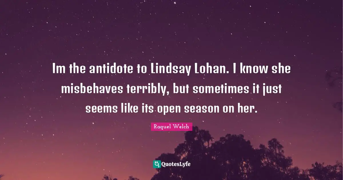 Im the antidote to Lindsay Lohan. I know she misbehaves terribly, but sometimes it just seems like its open season on her.