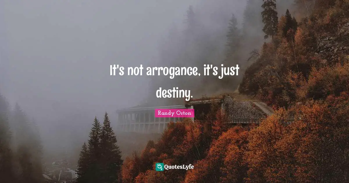 Destiny Quotes: "It's not arrogance, it's just destiny."