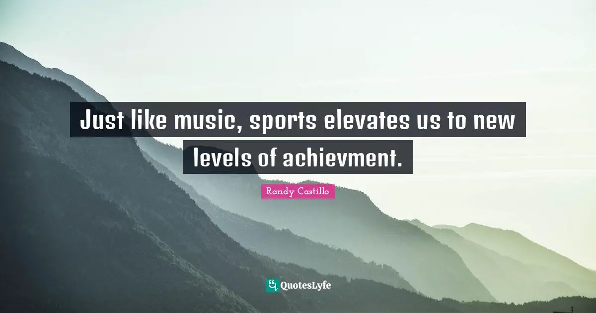Just like music, sports elevates us to new levels of achievment.