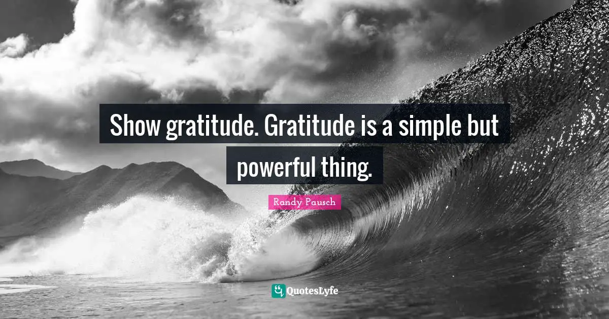 Show gratitude. Gratitude is a simple but powerful thing.