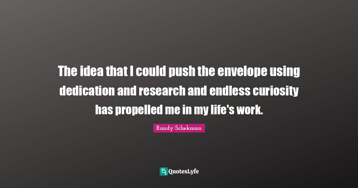 The idea that I could push the envelope using dedication and research and endless curiosity has propelled me in my life's work.