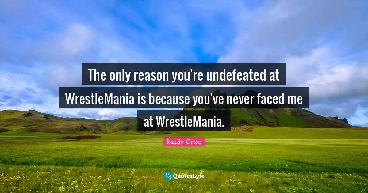 The only reason you're undefeated at WrestleMania is because you've never faced me at WrestleMania.
