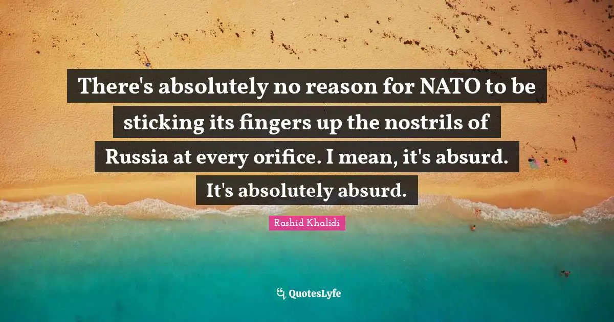 There's absolutely no reason for NATO to be sticking its fingers up the nostrils of Russia at every orifice. I mean, it's absurd. It's absolutely absurd.