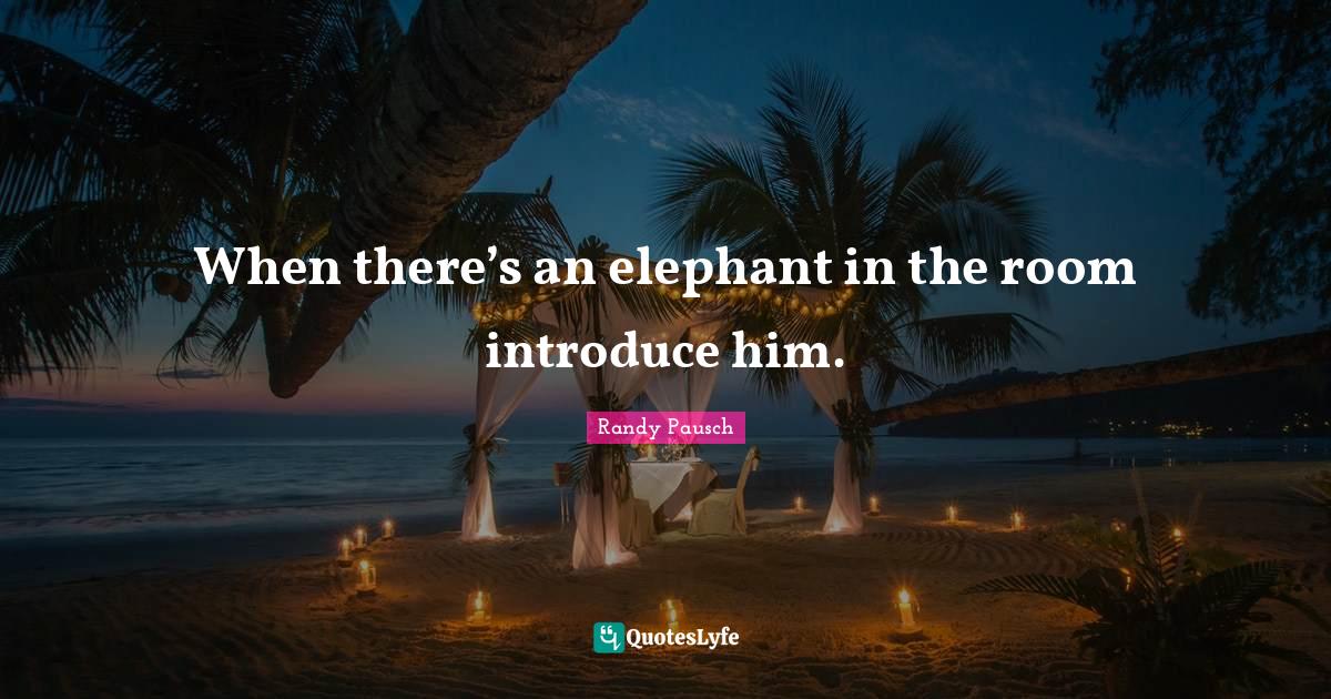 When there’s an elephant in the room introduce him.... Quote by Randy