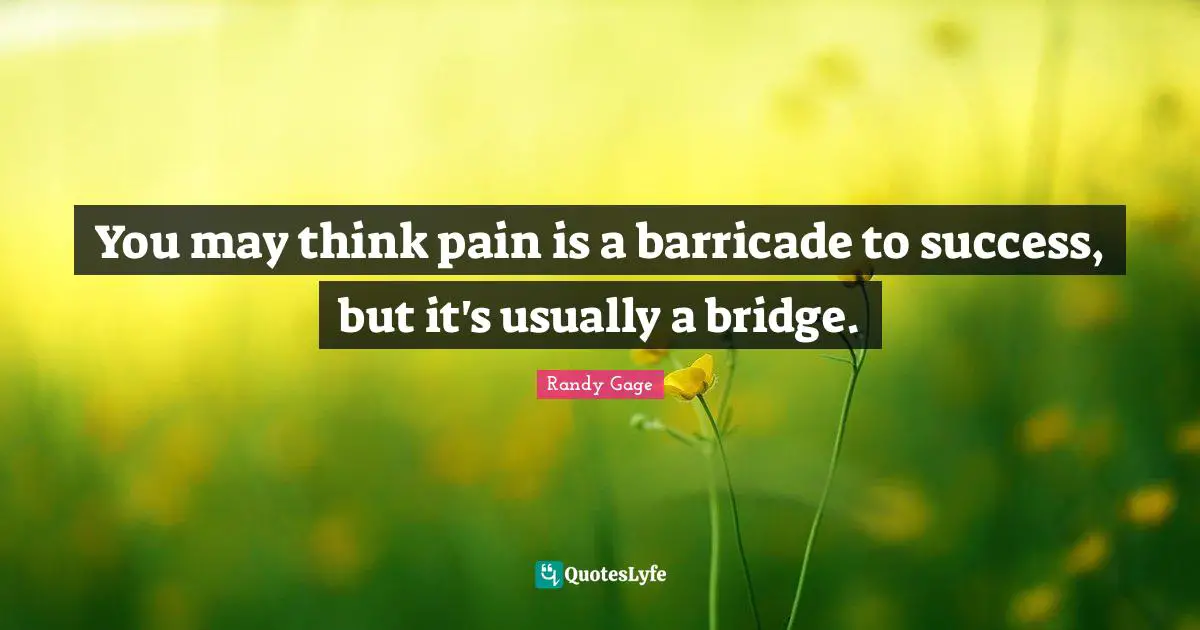 You may think pain is a barricade to success, but it's usually a bridge.
