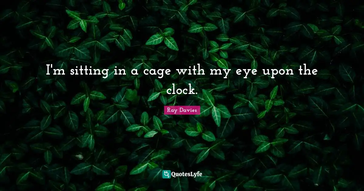 I'm sitting in a cage with my eye upon the clock.