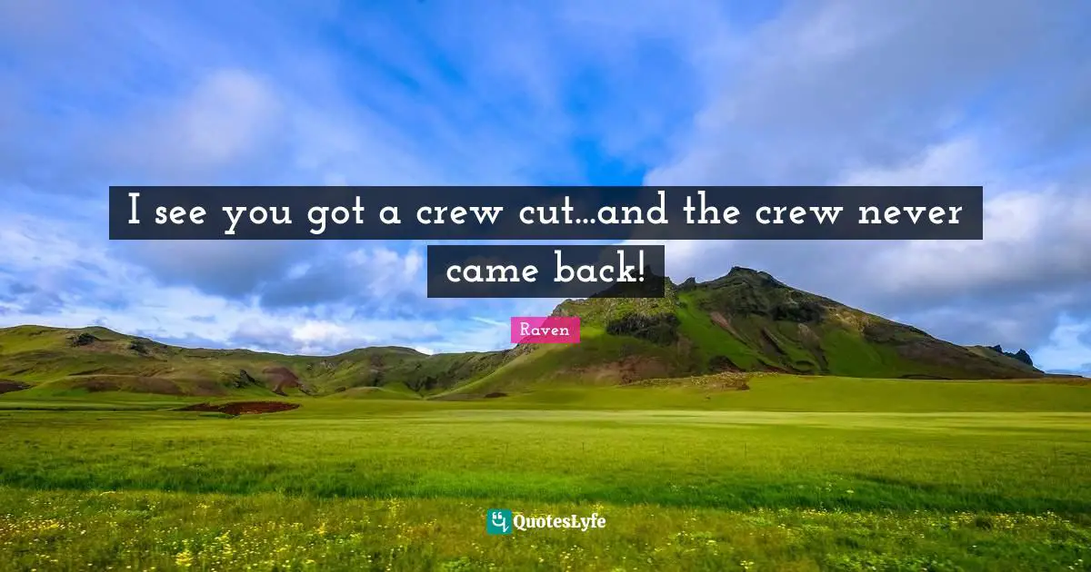 I see you got a crew cut...and the crew never came back!