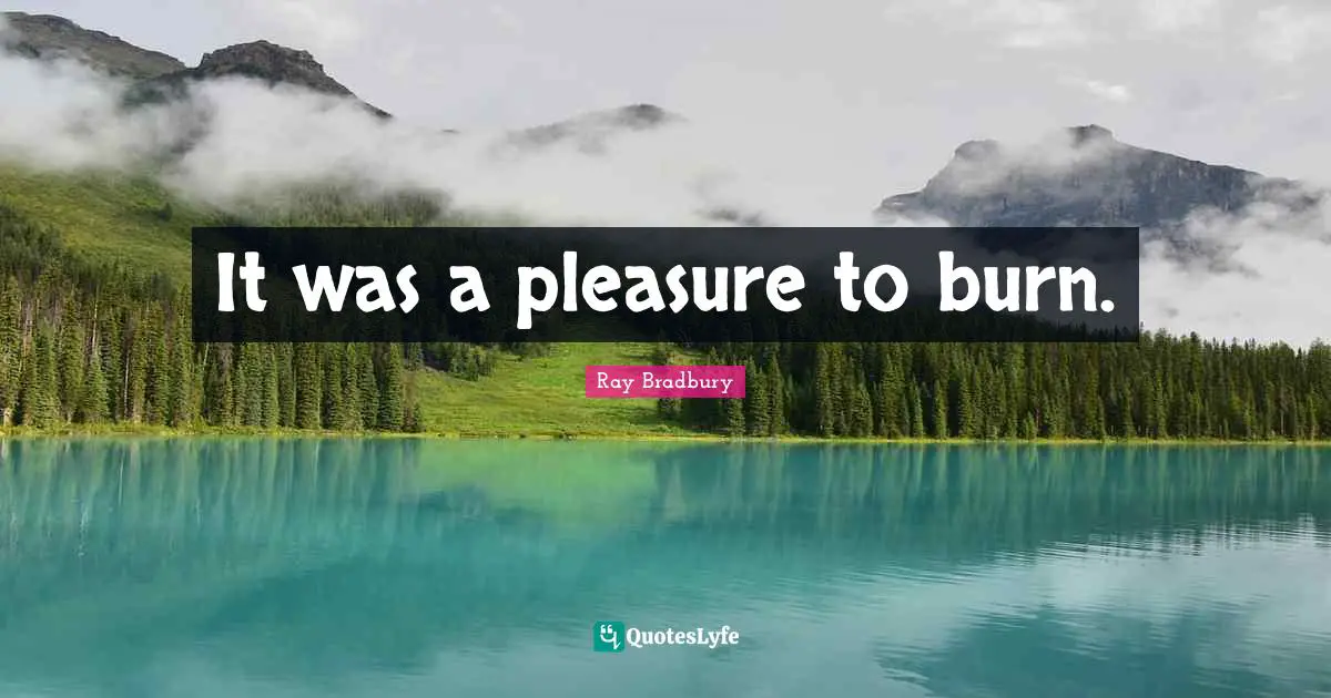 It was a pleasure to burn.