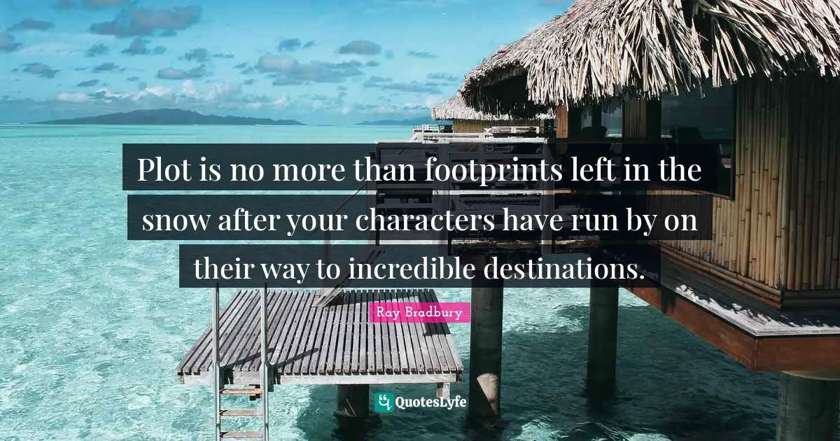 Plot is no more than footprints left in the snow after your characters have run by on their way to incredible destinations.