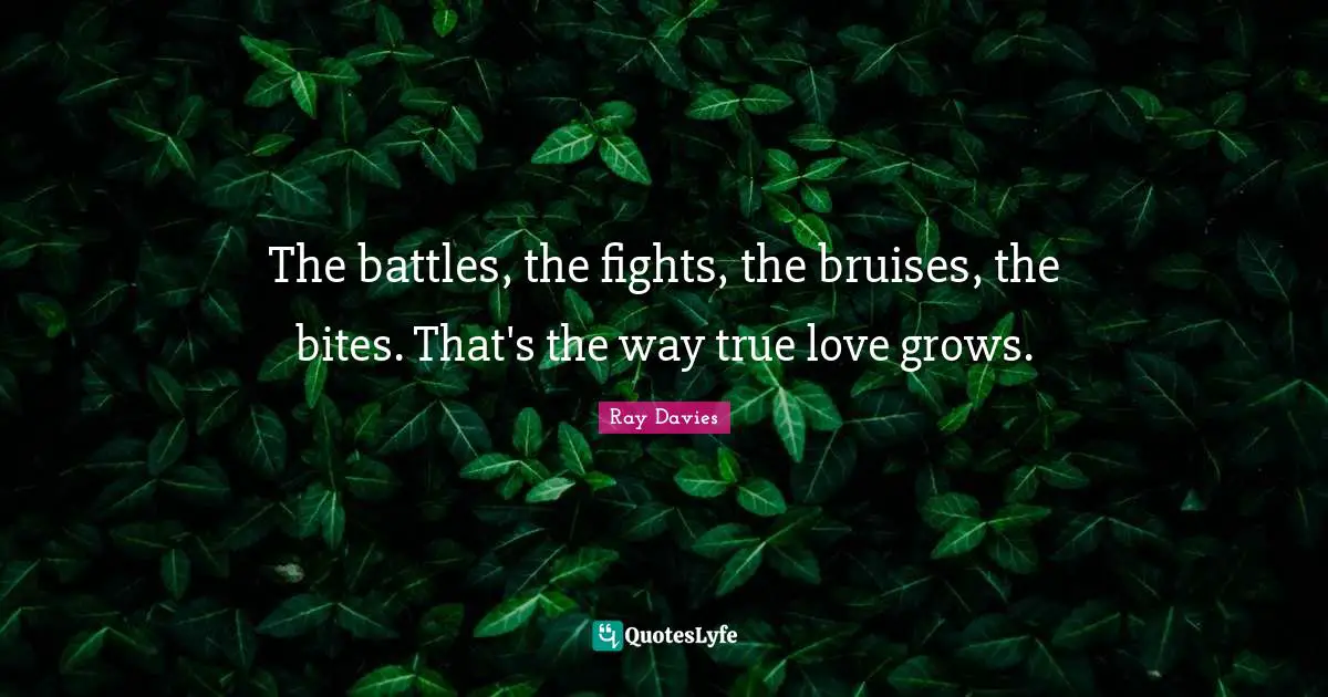 Bruises Quotes: "The battles, the fights, the bruises, the bites. That's the way true love grows."