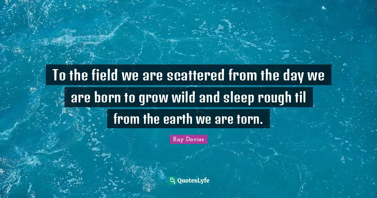 To the field we are scattered from the day we are born to grow wild and sleep rough til from the earth we are torn.