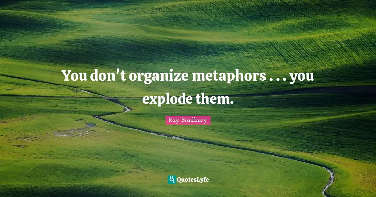 You don't organize metaphors . . . you explode them.