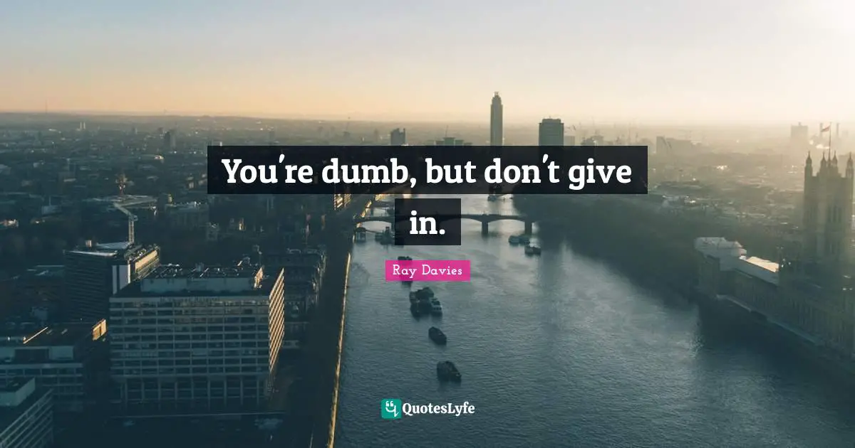 You're dumb, but don't give in.