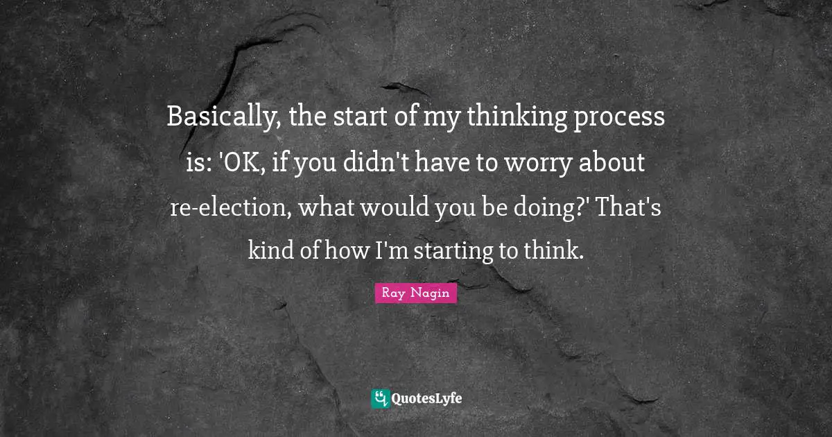 Basically, the start of my thinking process is: 'OK, if you didn't have to worry about re-election, what would you be doing?' That's kind of how I'm starting to think.