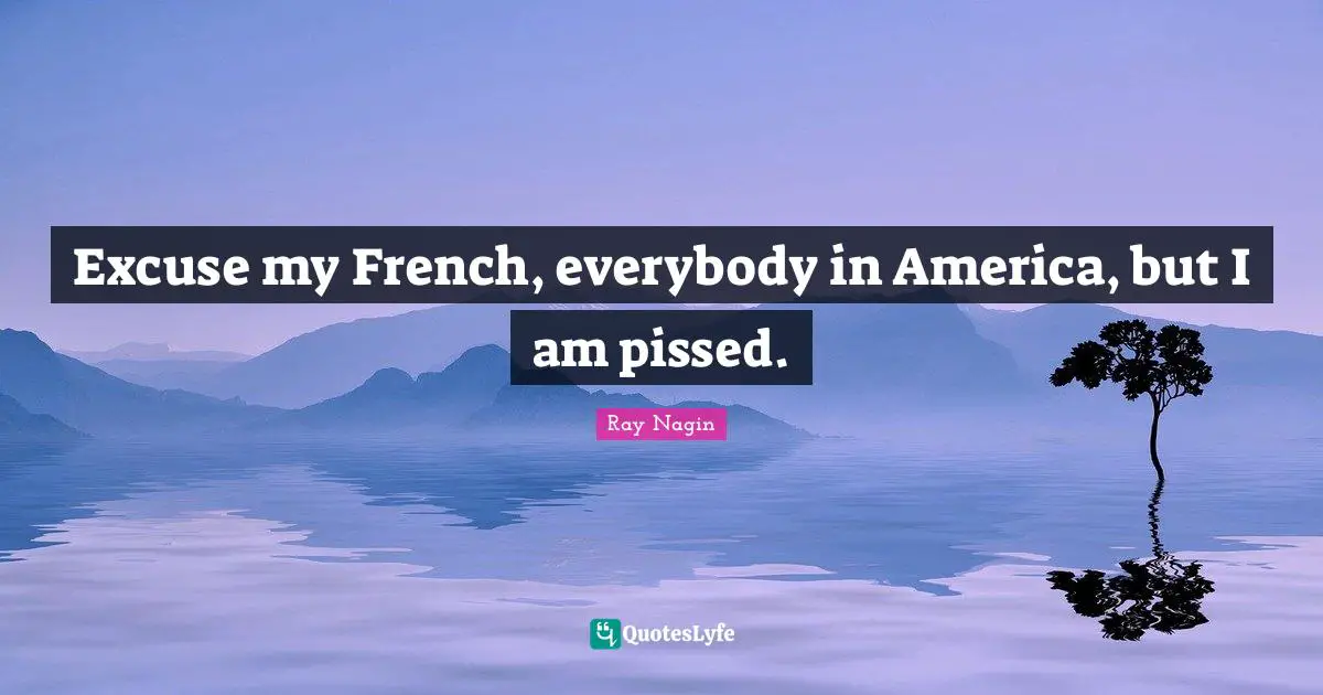 Excuse my French, everybody in America, but I am pissed.