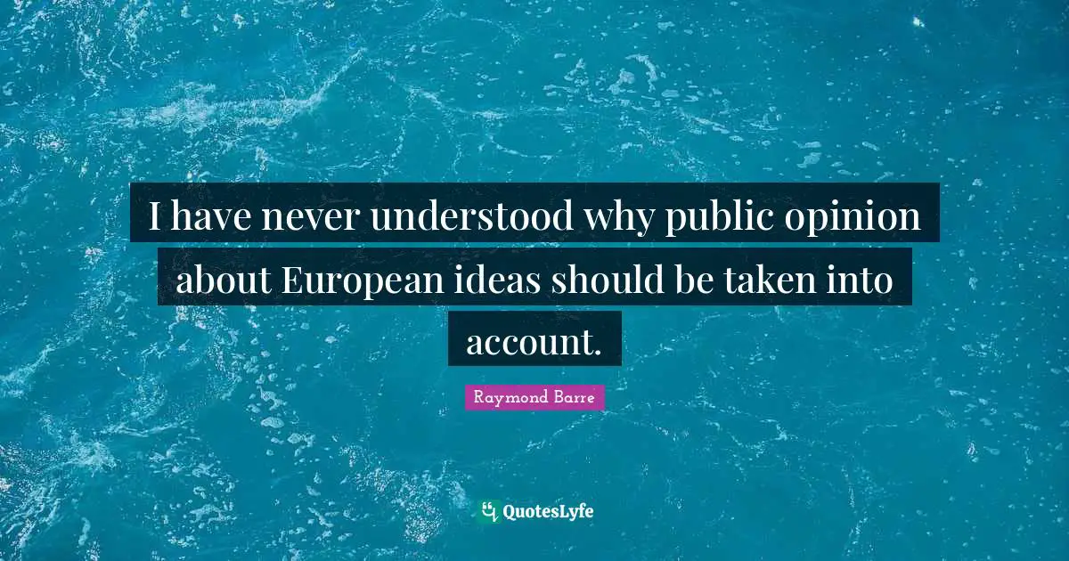 I have never understood why public opinion about European ideas should be taken into account.