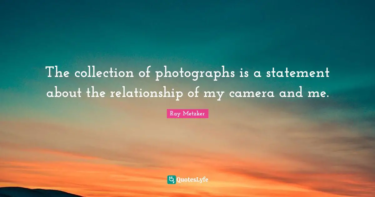 The collection of photographs is a statement about the relationship of my camera and me.