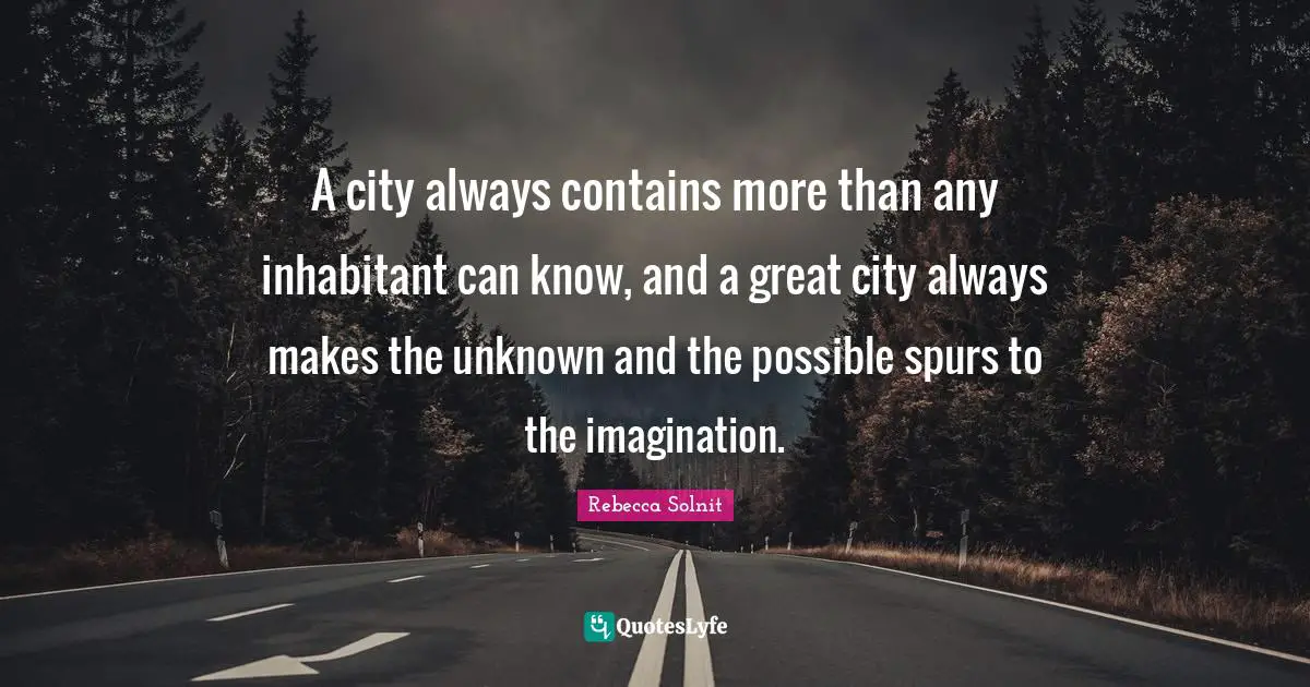 A city always contains more than any inhabitant can know, and a great city always makes the unknown and the possible spurs to the imagination.