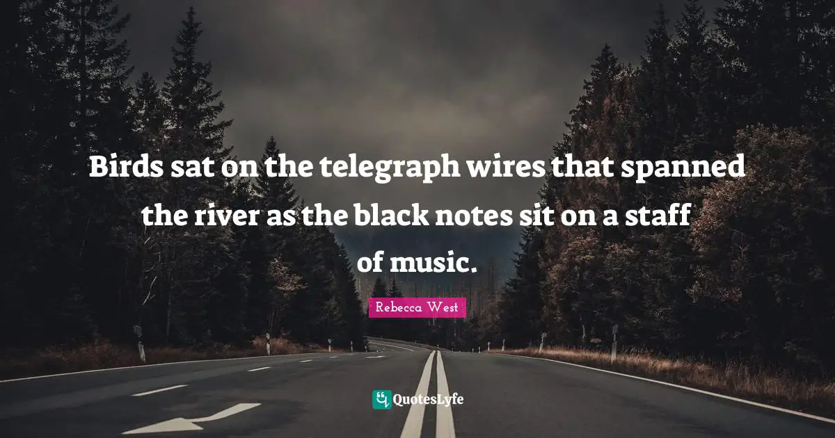 Birds sat on the telegraph wires that spanned the river as the black notes sit on a staff of music.