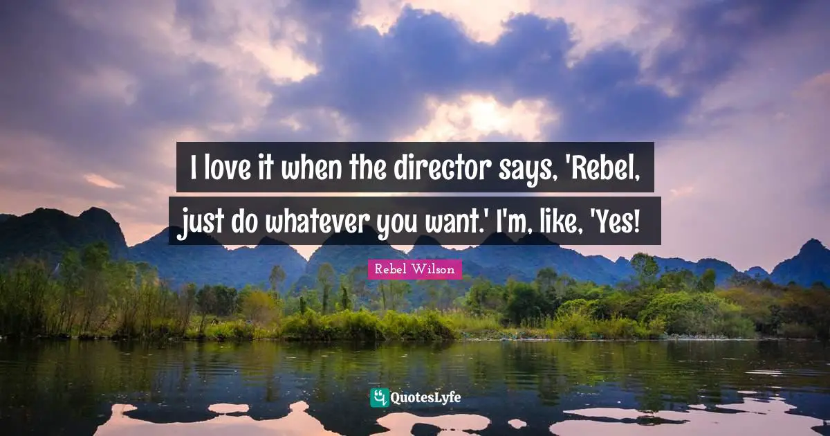 I love it when the director says, 'Rebel, just do whatever you want ...